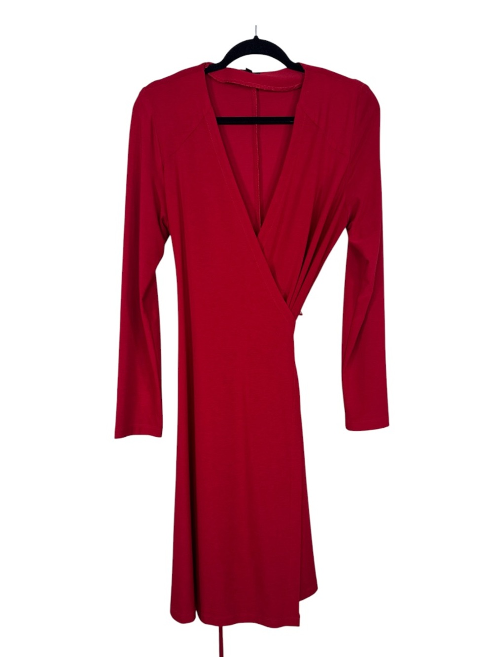Komarov Red Midi Wrap Dress Womens L Classic Quiet Luxury Flattering Stretch
